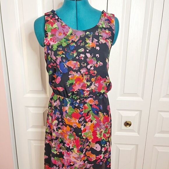 W118 Walter Baker NWT Floral Marble Sleeveless Sheer Racerback Lined Maxi Dress - Picture 4 of 15
